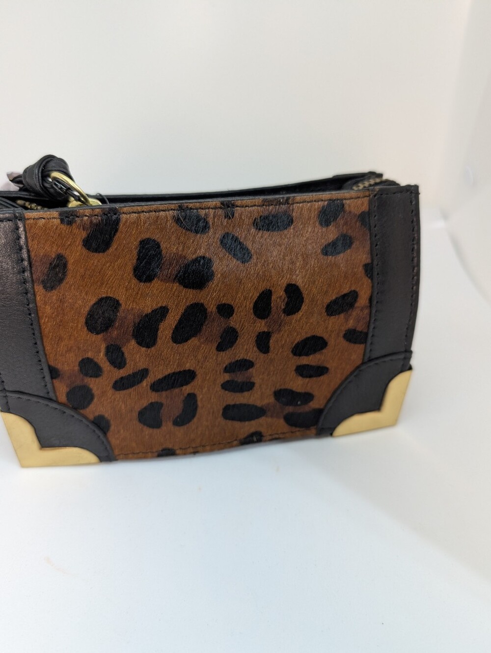 NWT Foley & Corinna Framed Leopard Print Wristlet Wallet Pouch